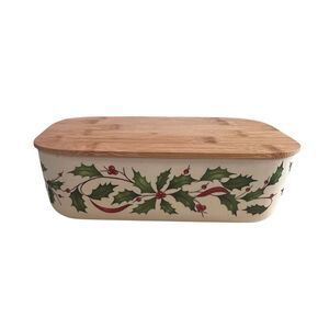 Lenox HOLIDAY ON THE GO  Christmas Holly Rectangular Bamboo Server